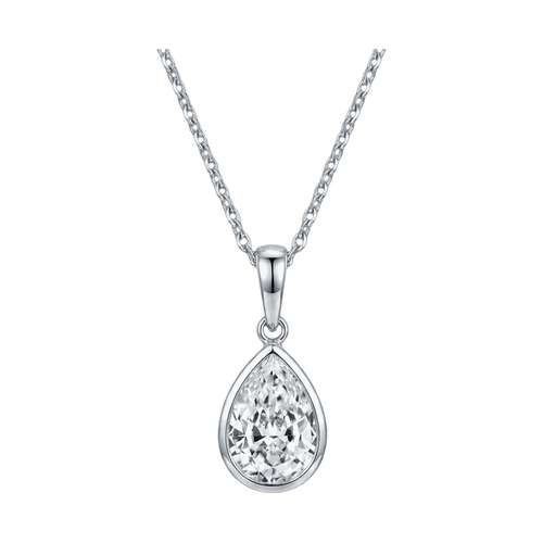 Bezel Set Pear Lab-Grown Diamond Pendant Necklace