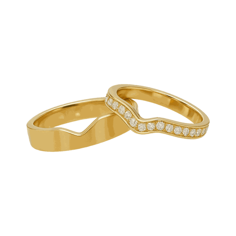 Curved Matching Lab-Grown Diamond Couple Ring Set