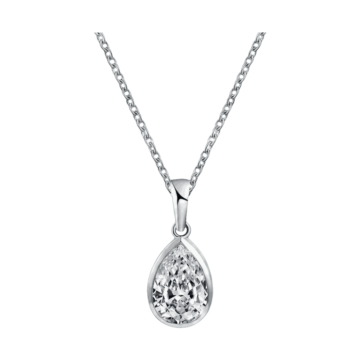 Bezel Set Pear Lab-Grown Diamond Pendant Necklace