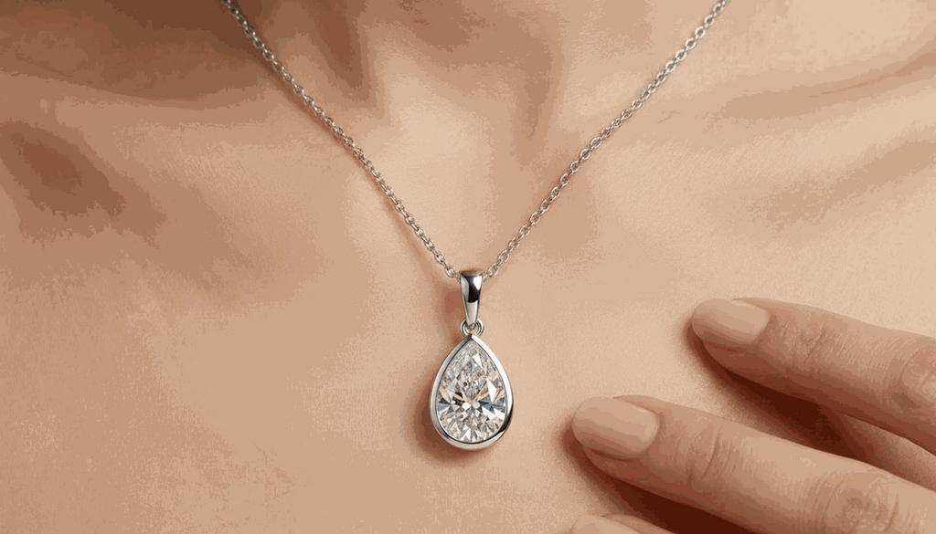 Bezel Set Pear Lab-Grown Diamond Pendant Necklace