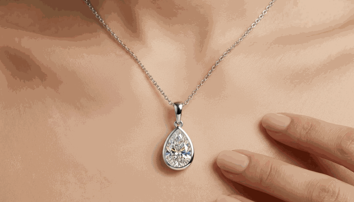 Bezel Set Pear Lab-Grown Diamond Pendant Necklace