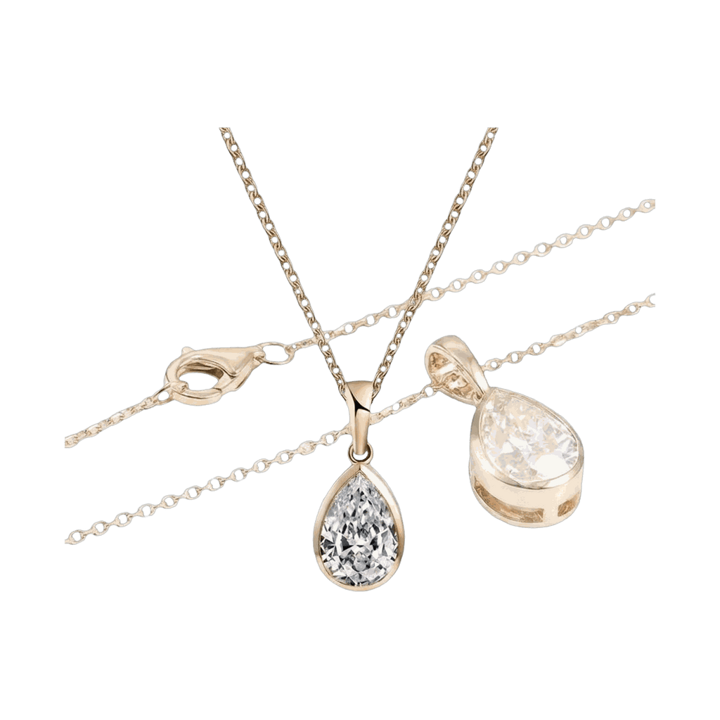 Bezel Set Pear Lab-Grown Diamond Pendant Necklace