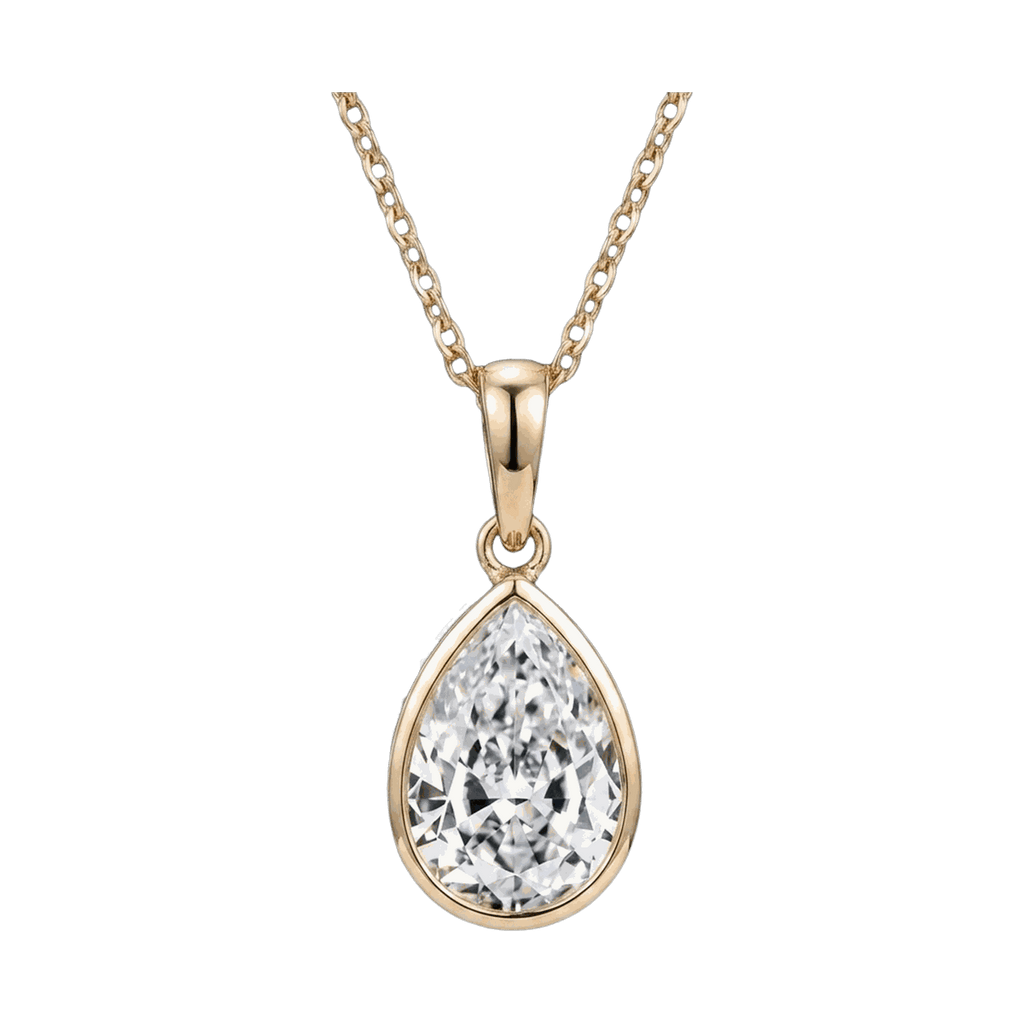 Bezel Set Pear Lab-Grown Diamond Pendant Necklace
