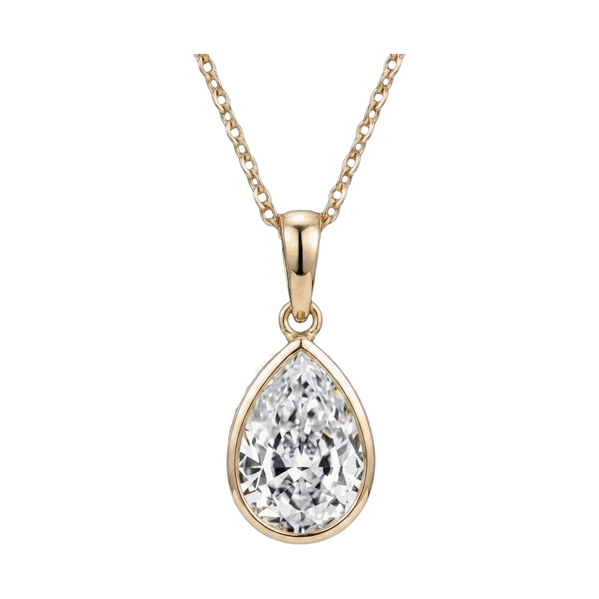 Bezel Set Pear Lab-Grown Diamond Pendant Necklace