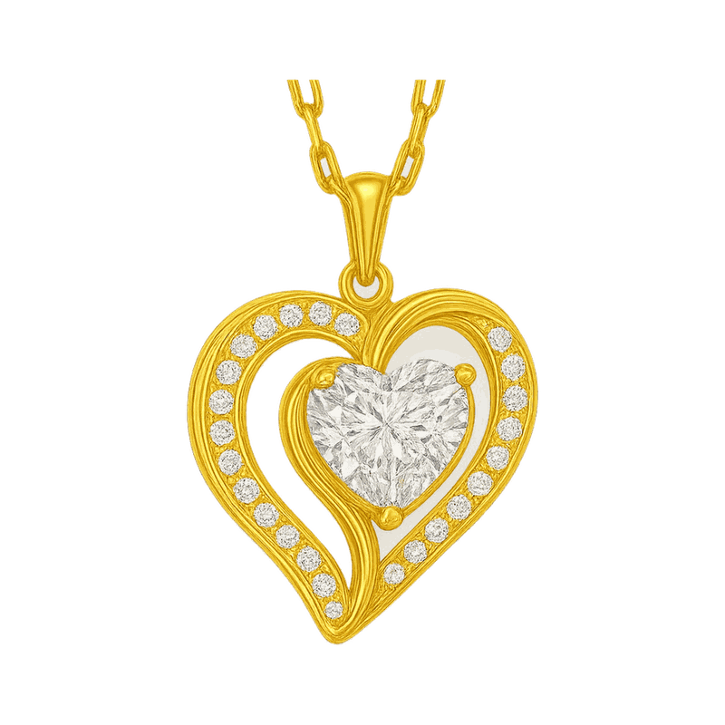 Double Heart Halo Lab-Grown Diamond Pendant Necklace
