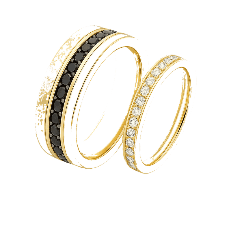 Black & White Diamond Couple Ring Set