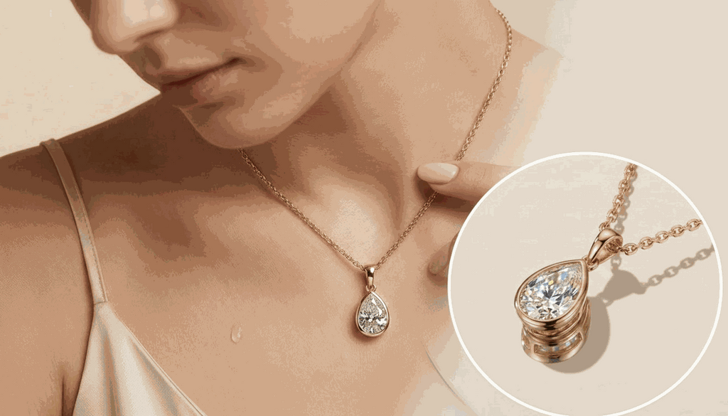 Bezel Set Pear Lab-Grown Diamond Pendant Necklace