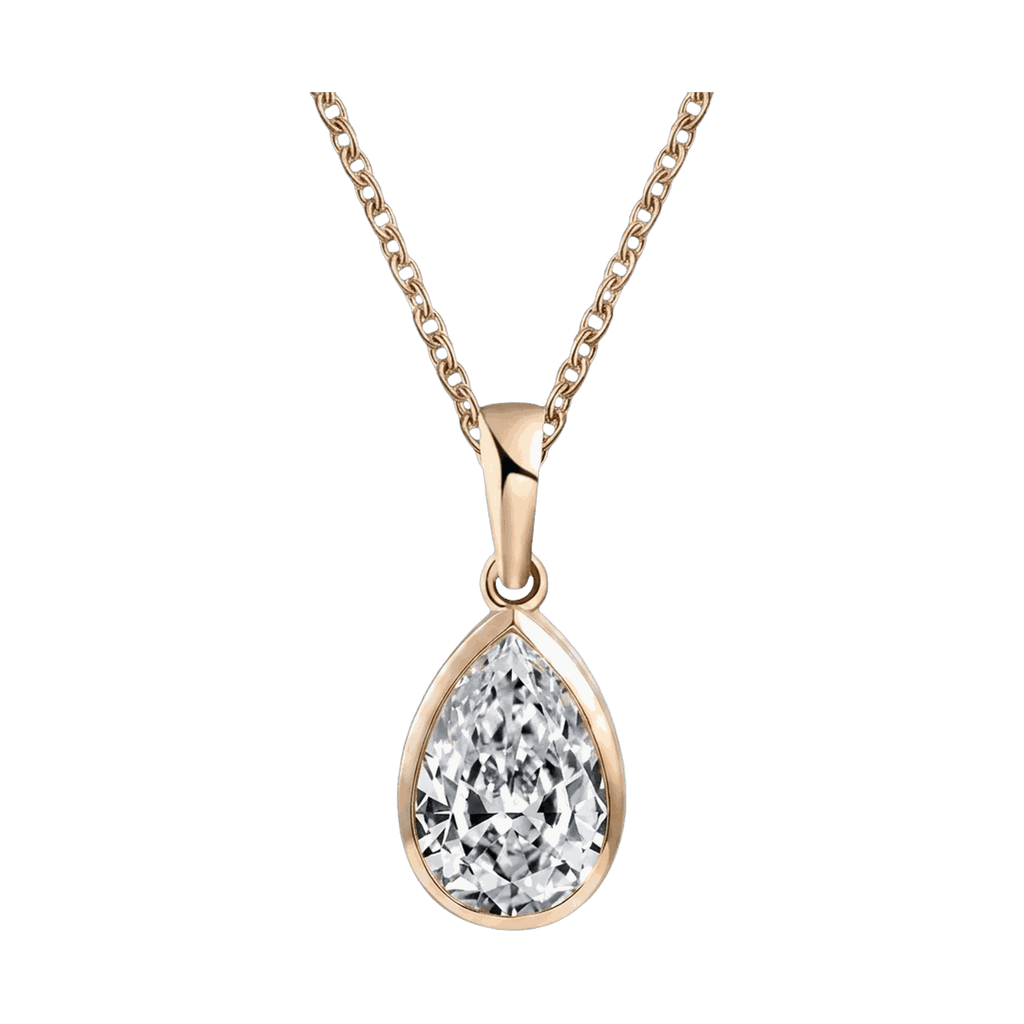 Bezel Set Pear Lab-Grown Diamond Pendant Necklace