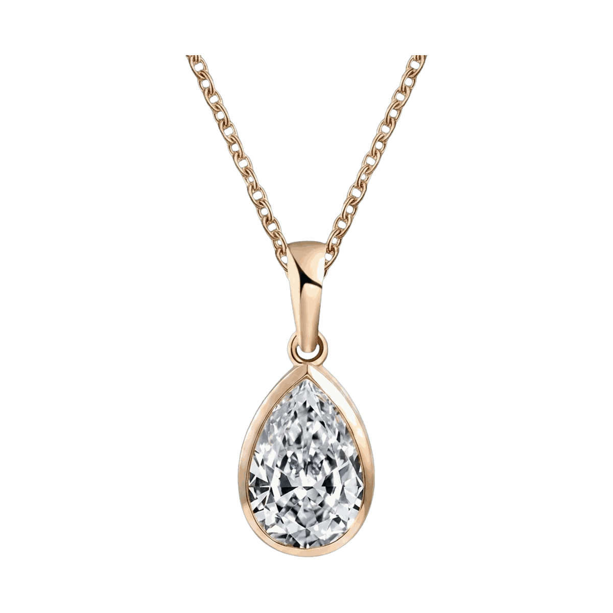 Bezel Set Pear Lab-Grown Diamond Pendant Necklace
