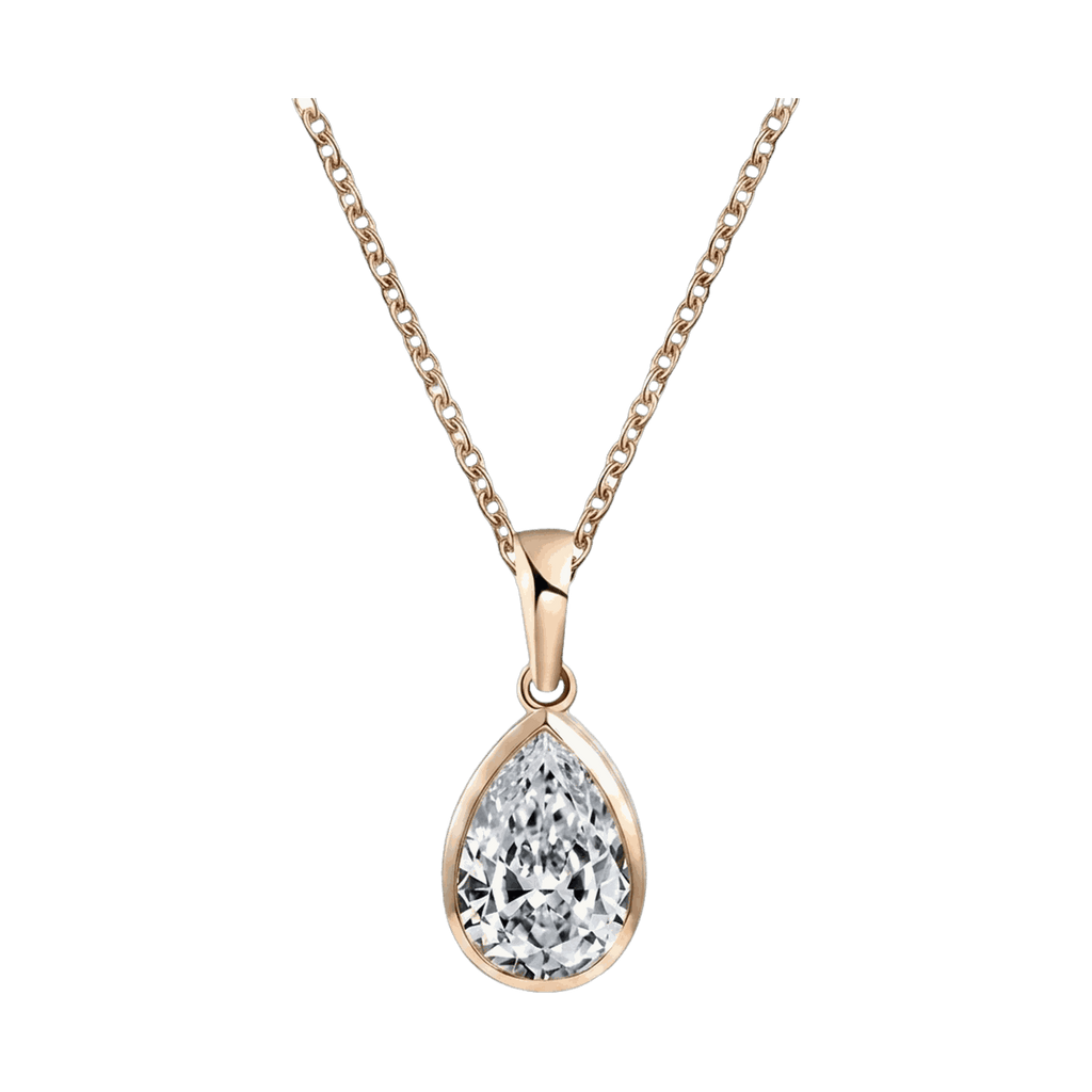 Bezel Set Pear Lab-Grown Diamond Pendant Necklace
