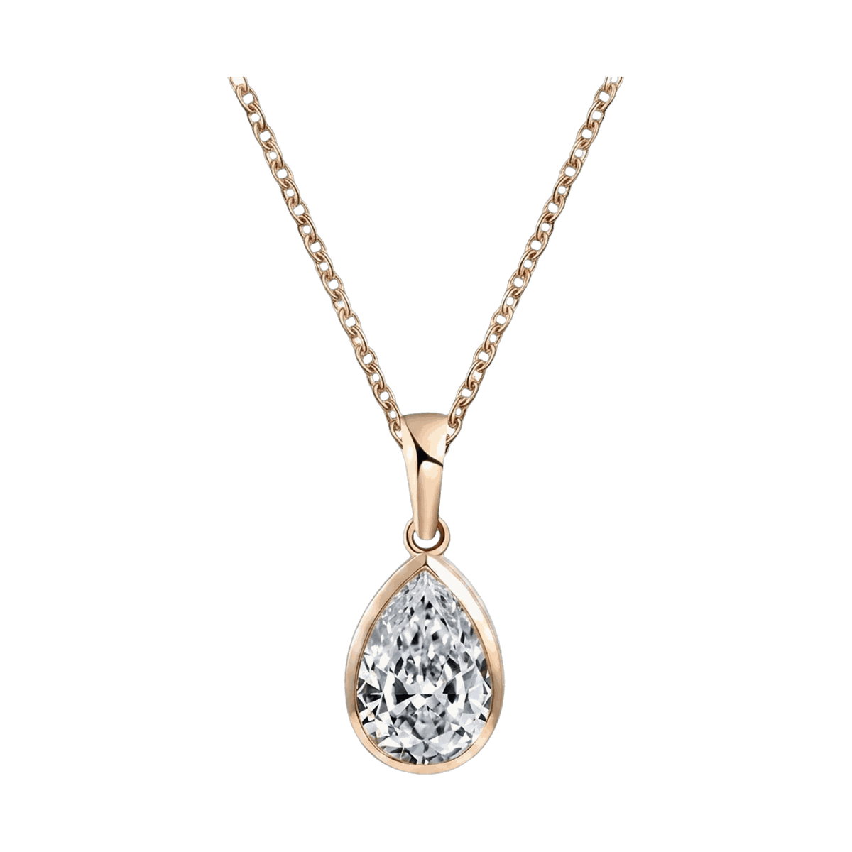 Bezel Set Pear Lab-Grown Diamond Pendant Necklace