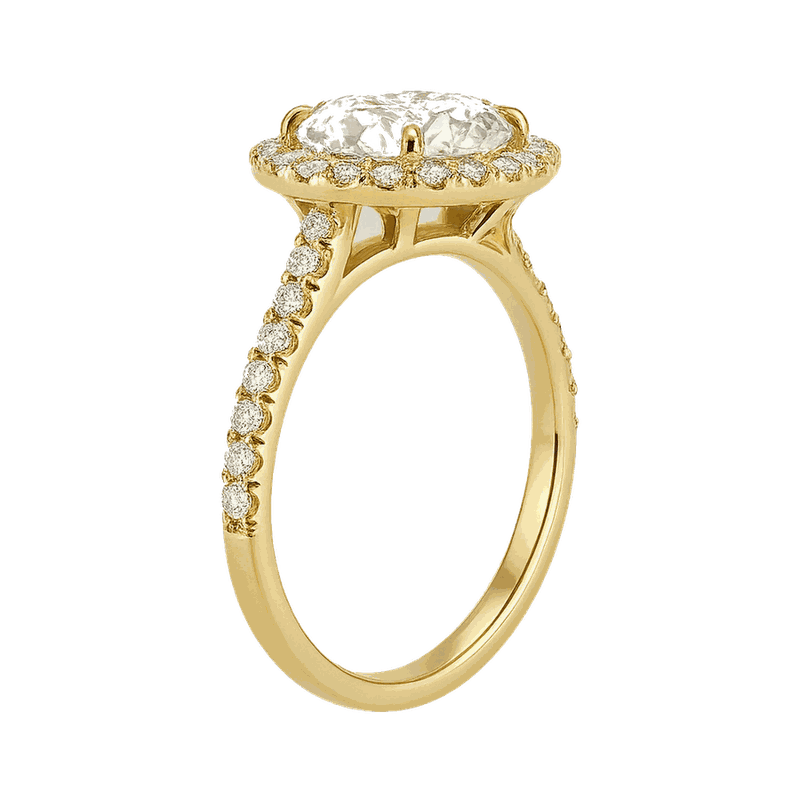 Star Ring Series Emerald-Cut Diamond Halo Ring