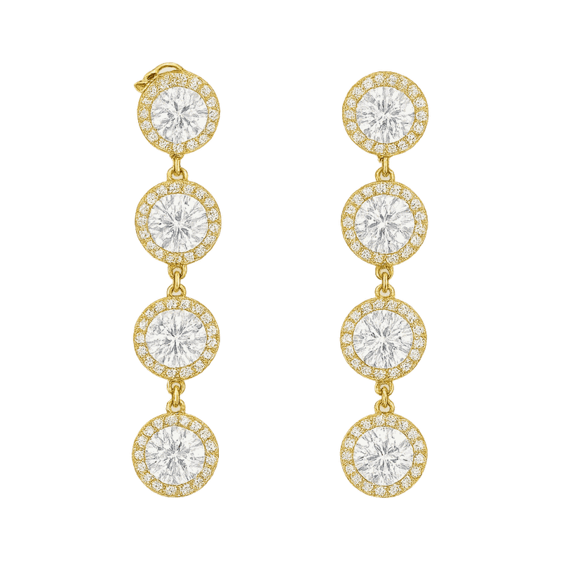 Halo Linear Lab-Grown Diamond Drop Earrings