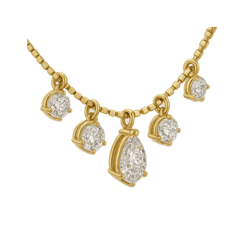 Seven-Stone Pear & Round Lab-Grown Diamond Necklace