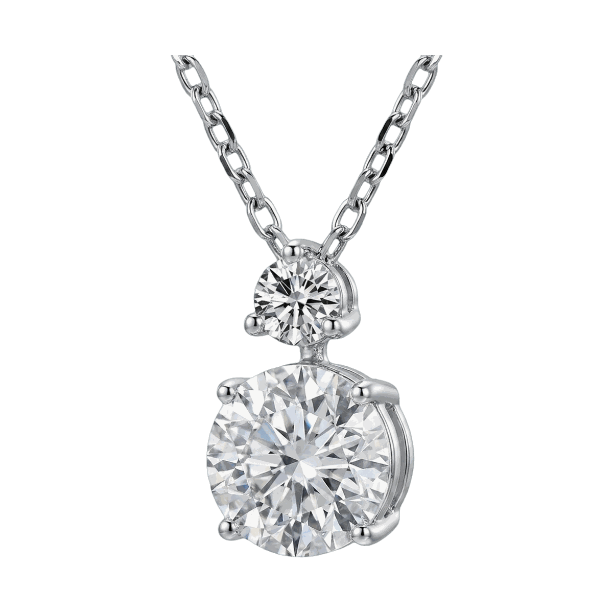 Twin Round Lab-Grown Diamond Pendant Necklace