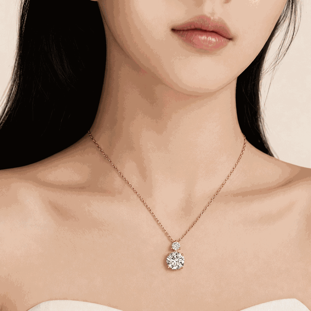 Twin Round Lab-Grown Diamond Pendant Necklace