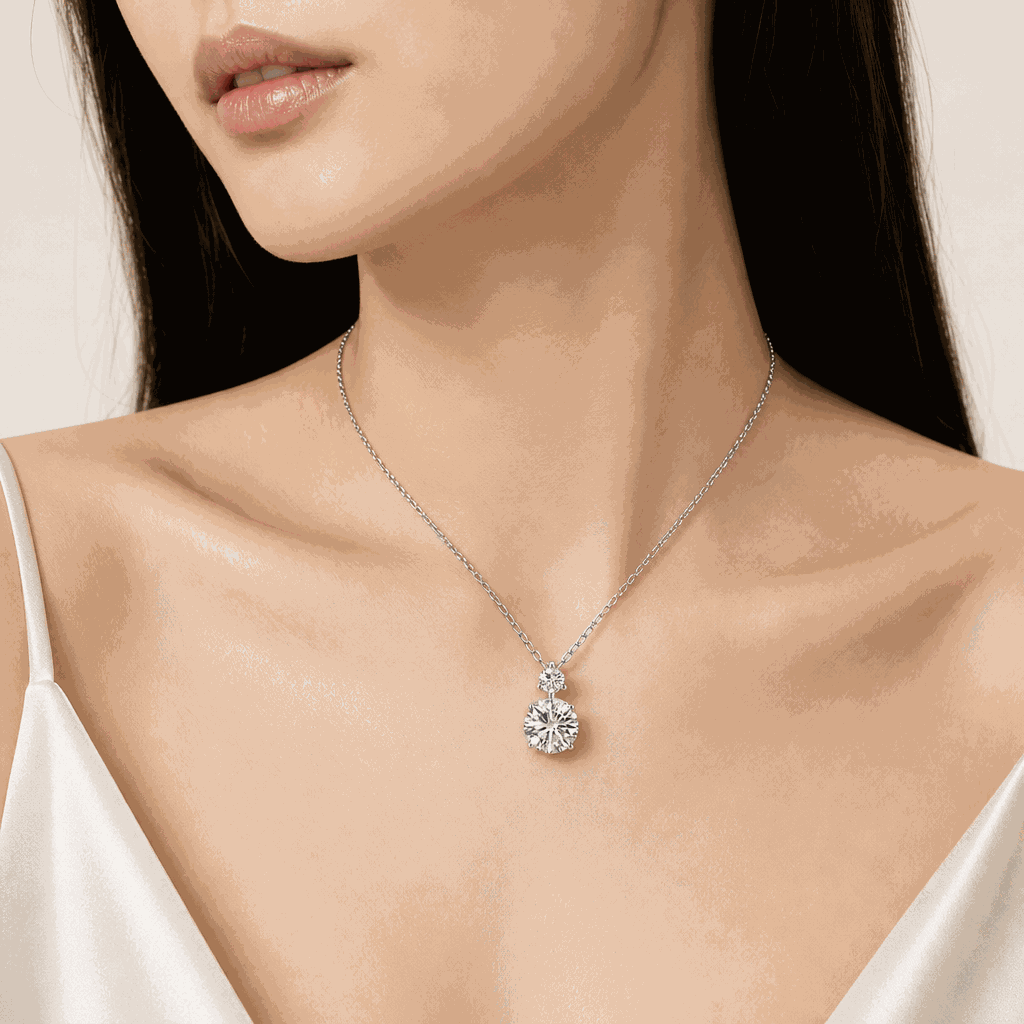 Twin Round Lab-Grown Diamond Pendant Necklace