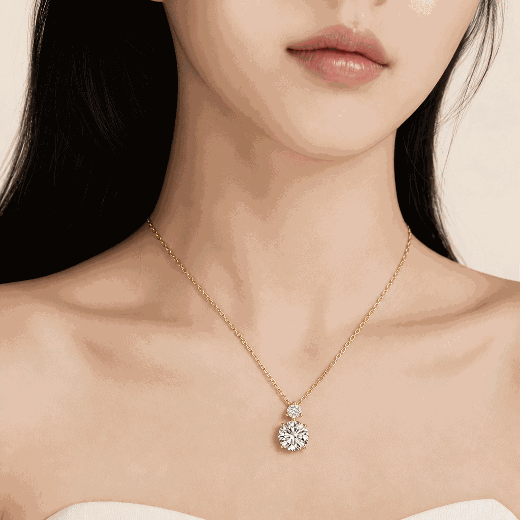 Twin Round Lab-Grown Diamond Pendant Necklace