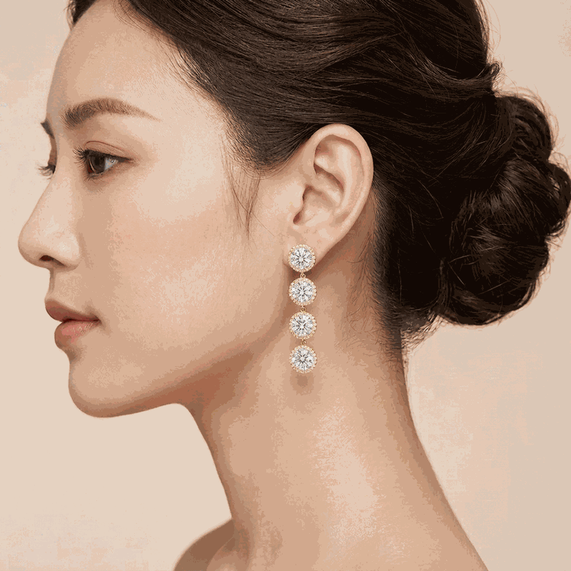 Halo Linear Lab-Grown Diamond Drop Earrings