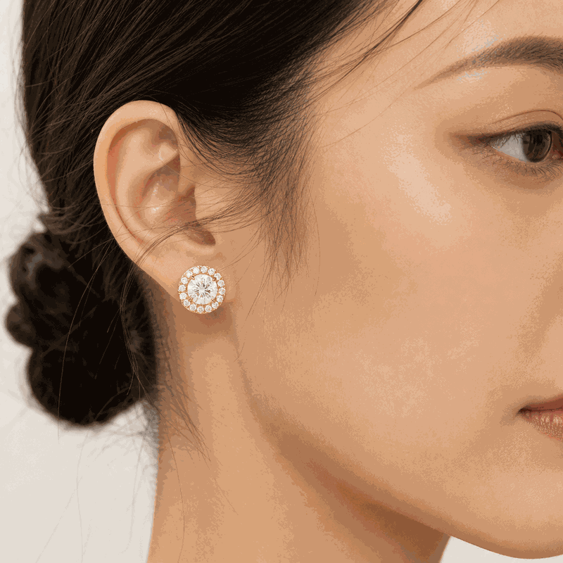 Eternity Lab-Grown Diamond Halo Stud Earrings, Sterling Silver