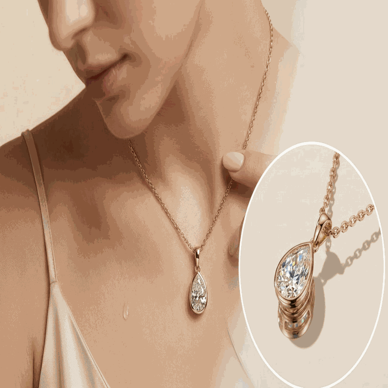 Bezel Set Pear Lab-Grown Diamond Pendant Necklace