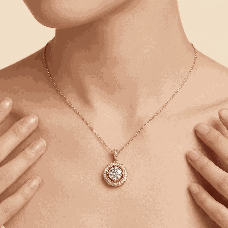 Halo Lab-Grown Diamond Pendant Necklace