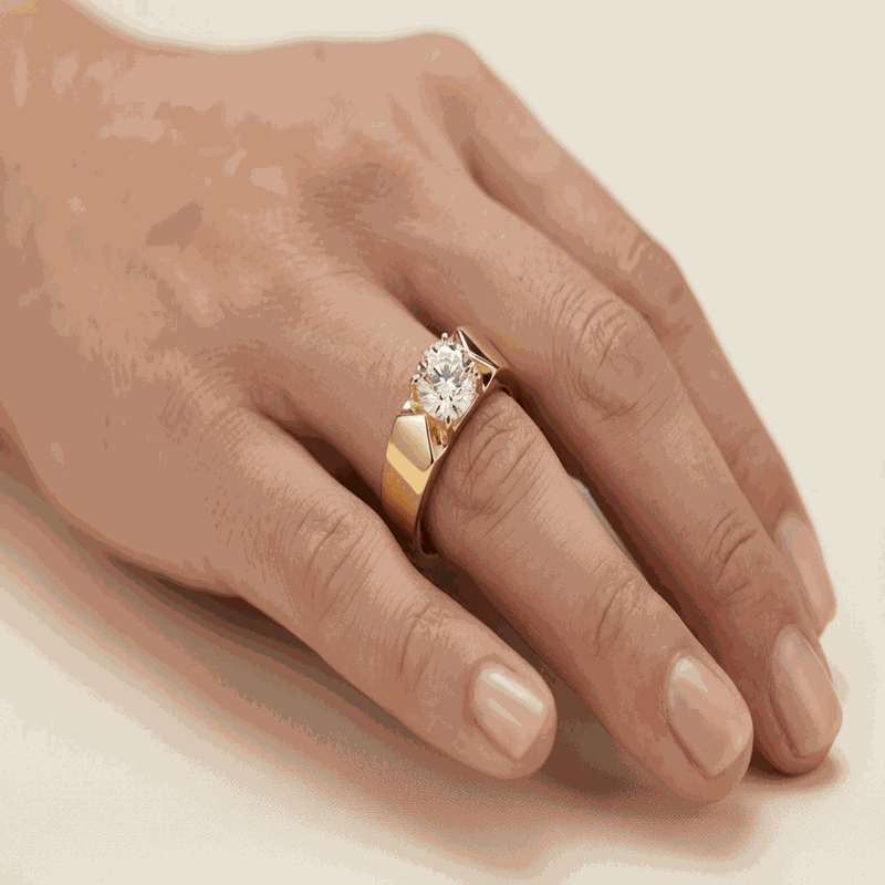 Round-Cut Lab-Grown Diamond Men's Ring