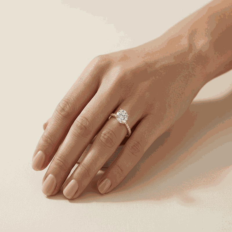 Round Lab-Grown Diamond Pavé Basket Ring
