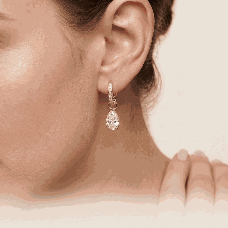 Glow Lab-Grown Diamond Drop Earrings, Rhodium Plated
