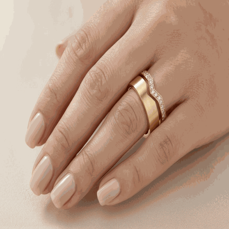 Curved Matching Lab-Grown Diamond Couple Ring Set
