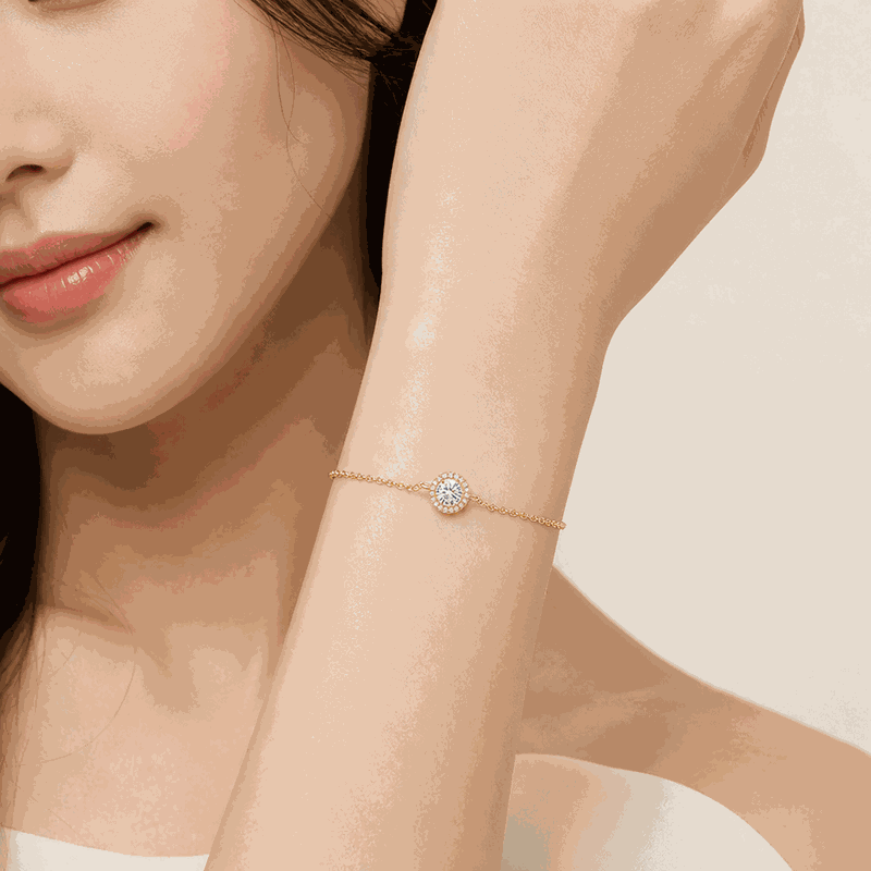 Star Ring Collection Round Rhinestone Halo Bracelet