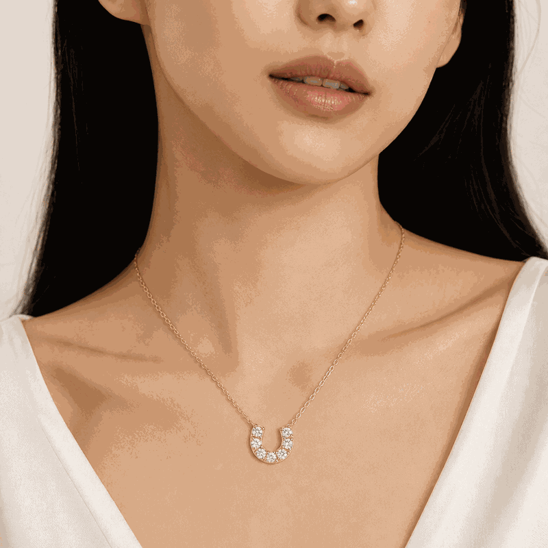 Lucky Horseshoe Lab-Grown Diamond Pendant Necklace