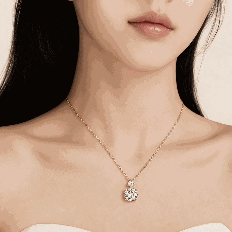 Twin Round Lab-Grown Diamond Pendant Necklace