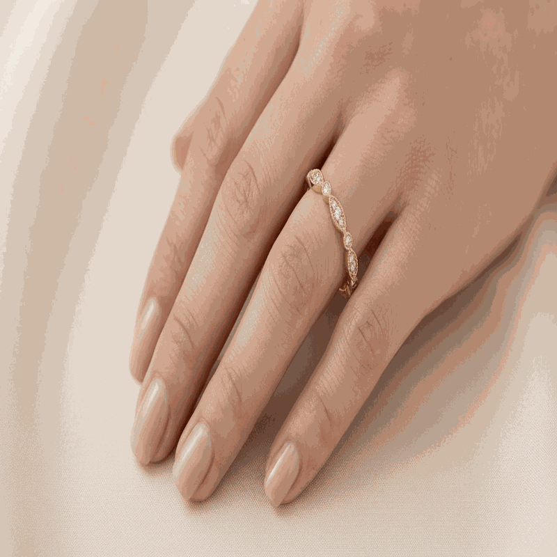 Round Lab-Grown Diamond Milgrain Stackable Band