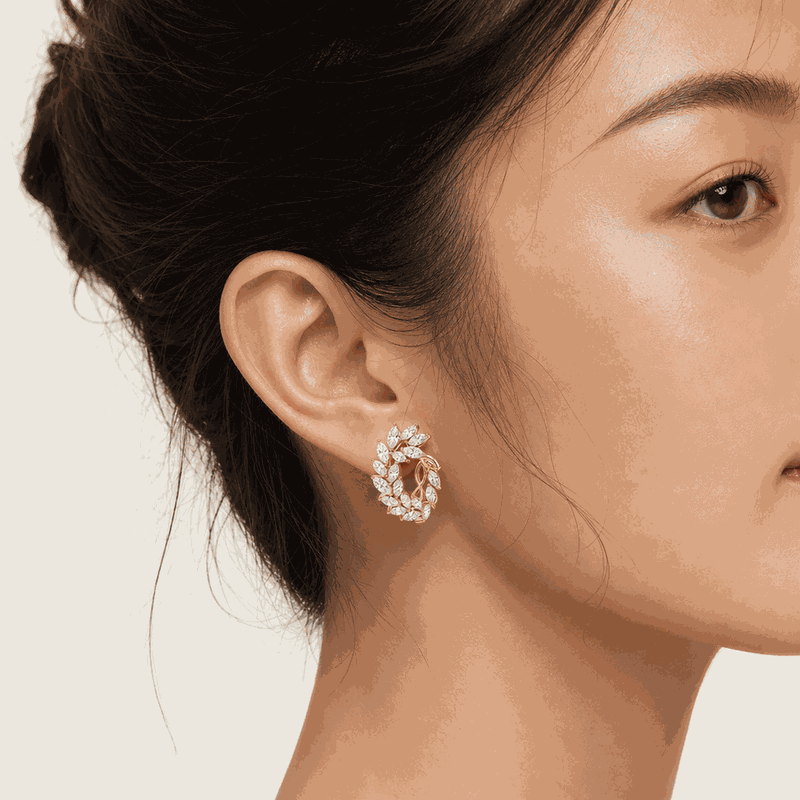 Mesmera Lab-Grown Diamond Marquise Hoop Earrings, Rhodium Plated