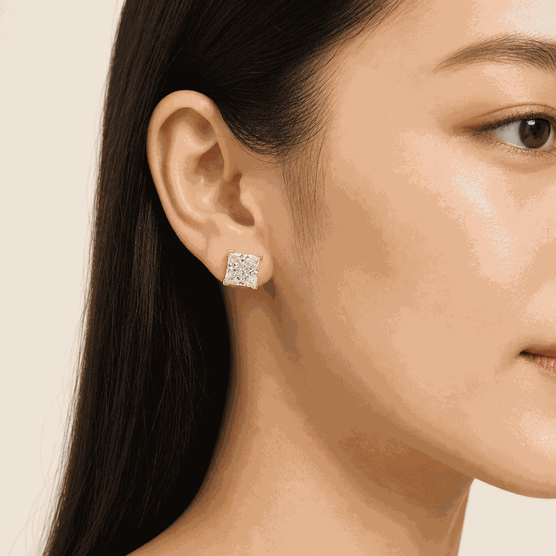 Princess Cut Lab-Grown Diamond Stud Earrings