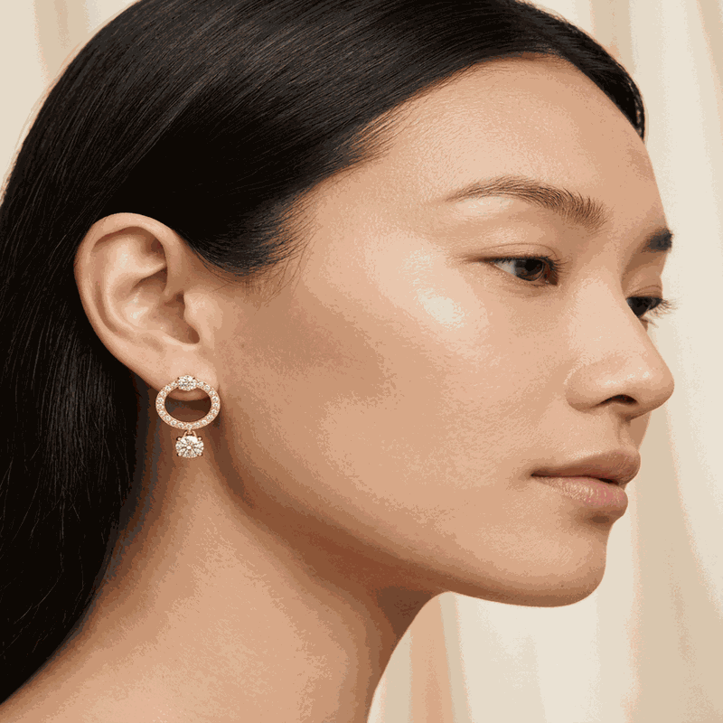 Constella Lab-Grown Diamond Hoop Earrings, Rhodium Plated