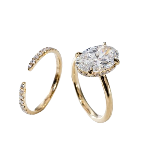 Tensora Stellar Oval-Cut Large Lab-Grown Diamond Engagement Ring in yellow gold, view 1