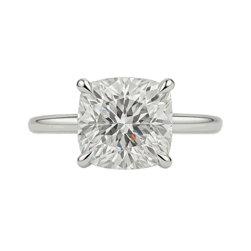Cushion Cathedral Hidden Halo Lab-Grown Diamond Ring