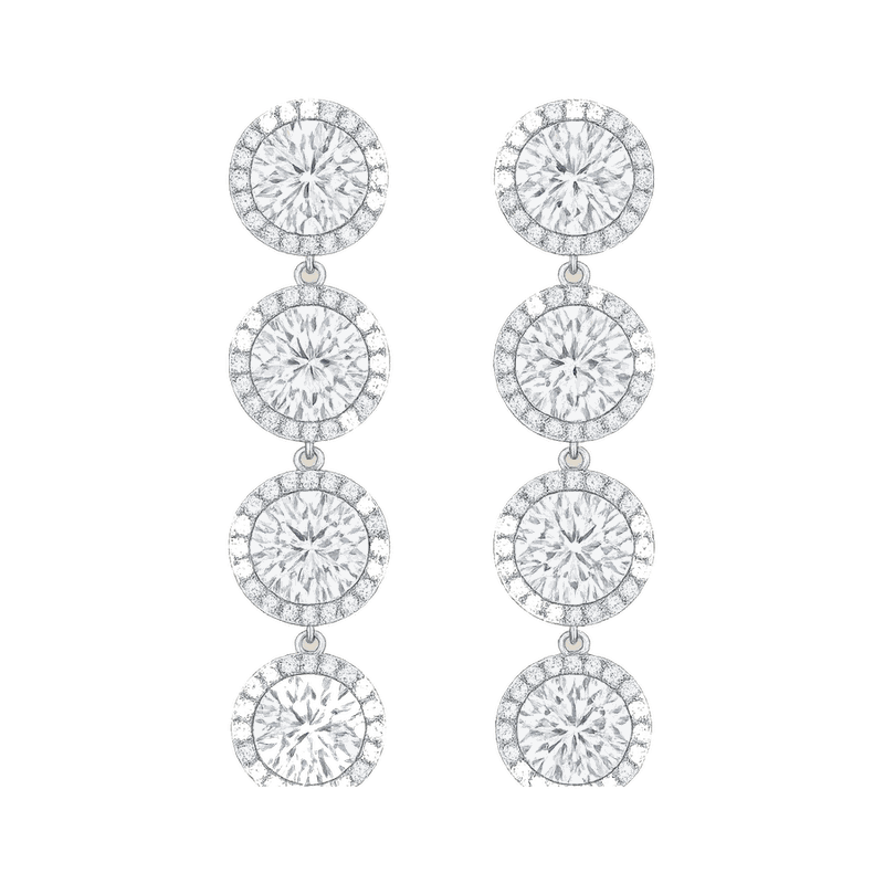 Halo Linear Lab-Grown Diamond Drop Earrings