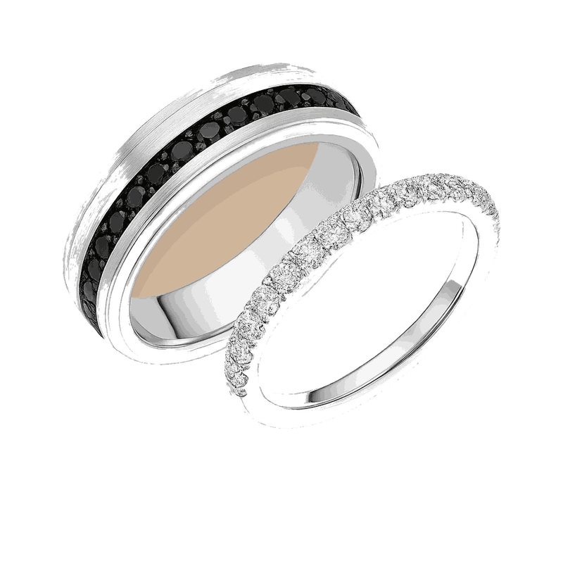 Black & White Diamond Couple Ring Set