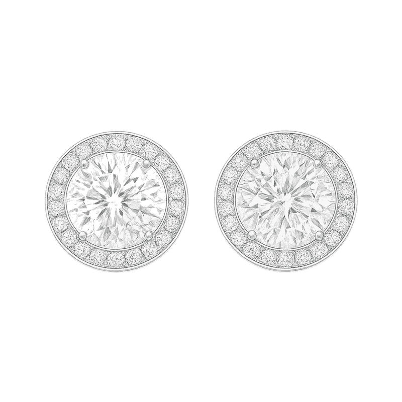 Eternity Lab-Grown Diamond Halo Stud Earrings, Sterling Silver