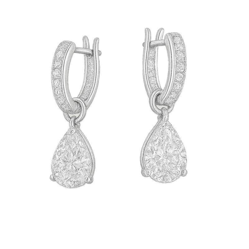 Glow Lab-Grown Diamond Drop Earrings, Rhodium Plated