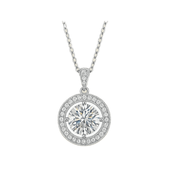 Halo Lab-Grown Diamond Pendant Necklace