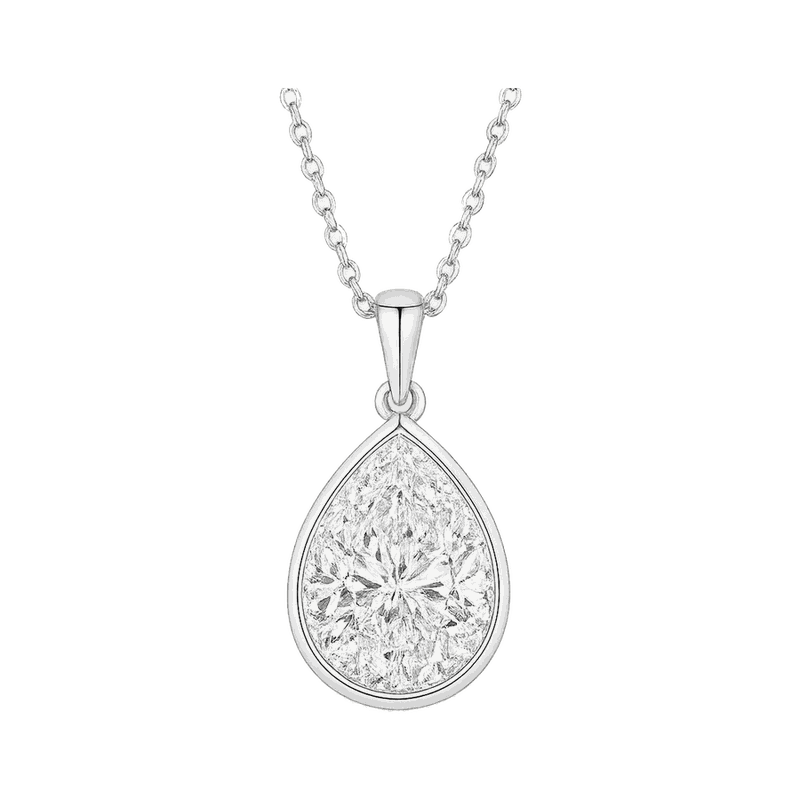 Bezel Set Pear Lab-Grown Diamond Pendant Necklace