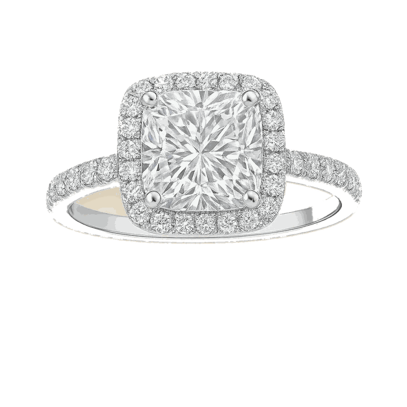 Star Ring Series Emerald-Cut Diamond Halo Ring