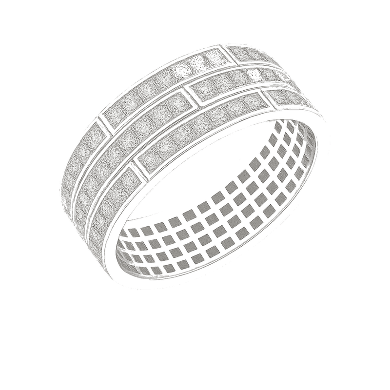 Three-Row Pavé Lab-Grown Diamond Eternity Ring