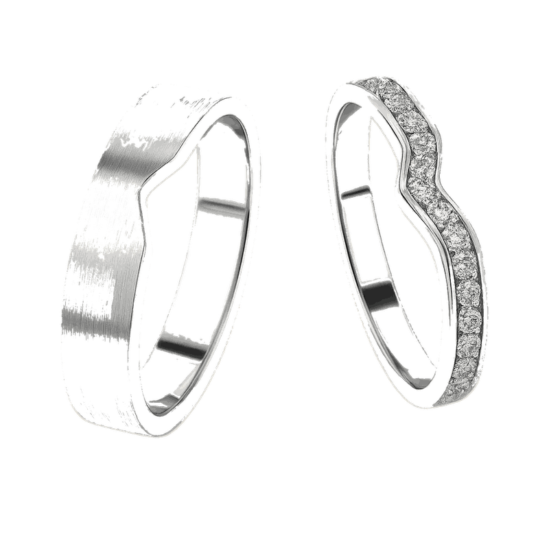Curved Matching Lab-Grown Diamond Couple Ring Set