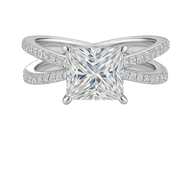 Princess Cut Lab-Grown Diamond Criss-Cross Ring