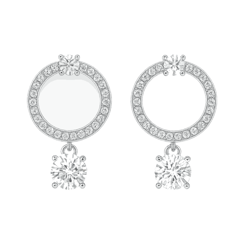Constella Lab-Grown Diamond Hoop Earrings, Rhodium Plated